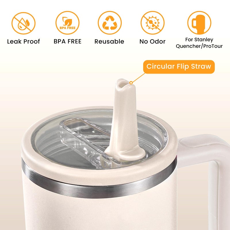 ANTAND 2 Pack Leak Proof Lid for 30oz Stanley H2.0 Quencher,No Spill Flip Straw Lid Replacement for Stanley Cup Accessories 30 oz Tumbler Lid Replacement Straw Cover Cap for Stanley Lids(White,Black) - Image 4